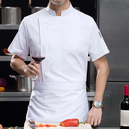 Chaqueta De Chef Ropa De Camarero Botón A Presión Top De