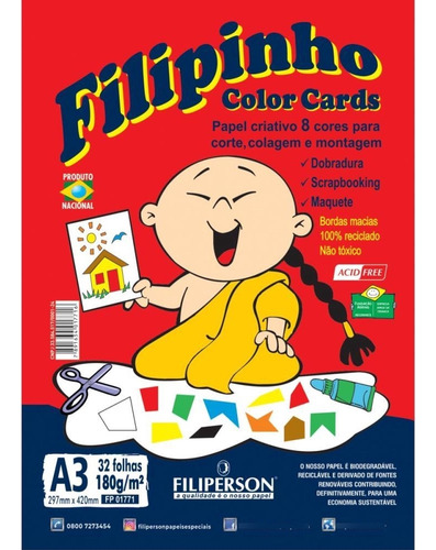 Bloco Para Educacao Artistica Filipinho A3 8cor. 180g. 32fl