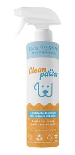 Desinfectante De Perros Sanitizante Patas/pelaje Clean Pawer