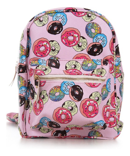 Mochila Infantil Tela Pu Diseño De Donas Rosquillas Niñas