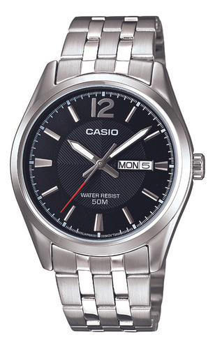 Reloj Hombre Casio Mtp-1335d-1avdf Core Mens Color Plateado Con Fondo Negro