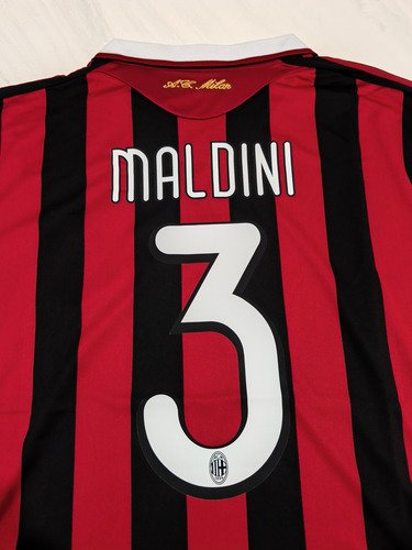 Camiseta Titular Ac Milan 2009/10 #3 Maldini Retro