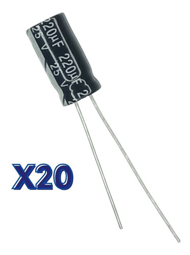 Kit 20 Piezas, 220uf 25v Condensador  Electrolíticos  