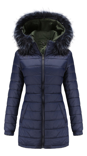 Abrigo Cálido Y Largo Para Mujer, Sudaderas Con Capucha, Cuello, Parkas Delgadas