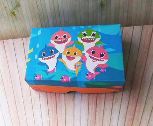 Imagem 2 de 3 de 30 Caixas P 6 Doces Lembrança Festa Baby Shark