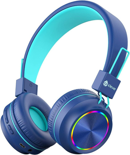 Audífonos Bluetooth Con Luces Led - Azules