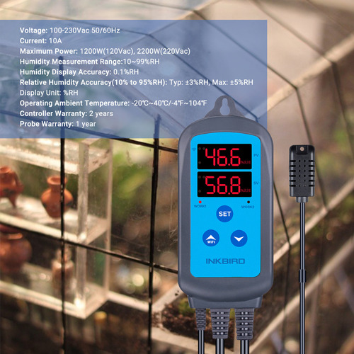 Controlador De Umidade Digital Ihc-200 Wifi Inkbird