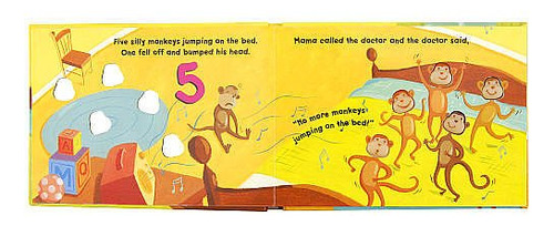 Libro De Tablero Five Silly Monkeys Con Marioneta De Mano