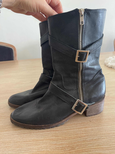 Botas Borcegos Negros Mujer Talle 39 Taco Bajo