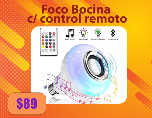 Foco Lampara Altavoz Bluetooth Control Luz Led Rgb 12w