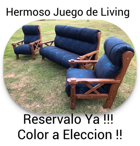 Juego De Living En Madera Macisa Provensal Grande !!!