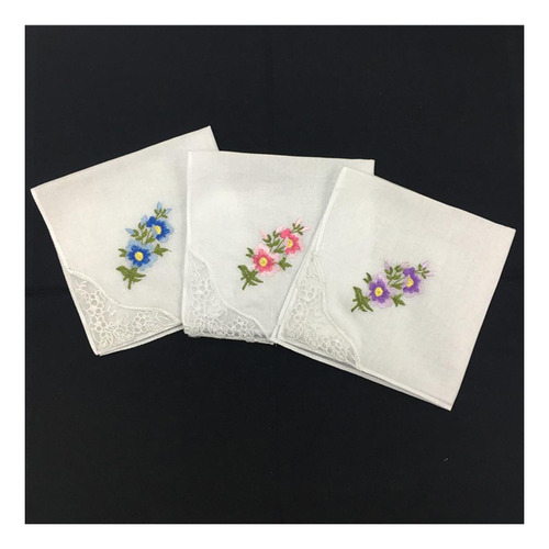De 12 Pañuelos Florales De Con Pañuelos Bordados, Toalla