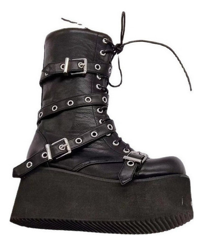 Botas Altas De Plataforma Con Hebilla De Cinturón Punk Mujer