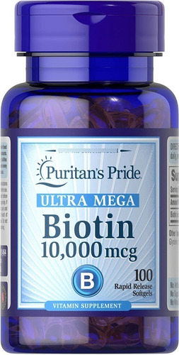 Ultra Mega Biotin 10.000mcg 100softgels Puritans Pride