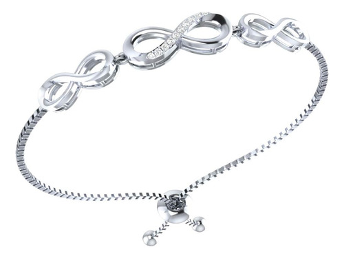 Brazalete Bolo De Diamantes Naturales Con Triple Infinito En