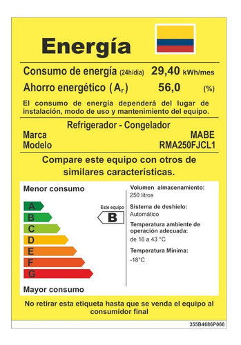 Imagen 3 de 11 de Nevera No Frost 250 L Brutos Mabe Platinum - Rma250fjcl1