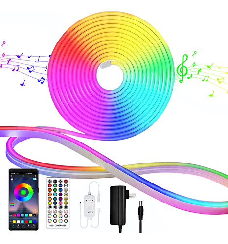 Tiras De Led Luz De Neón Rgb 10m Ip68 App Bluetooth Control