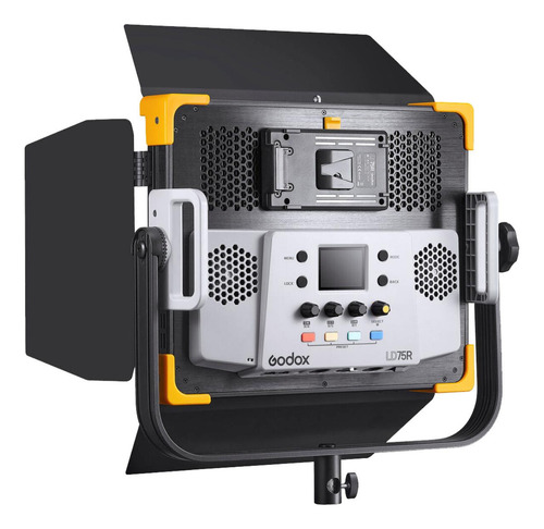 Kit Painel Led Godox Ld75r Com Softbox Grid E Tripé C-stand Estrutura Preto E Amarelo Luz Fria, Quente, Rgb