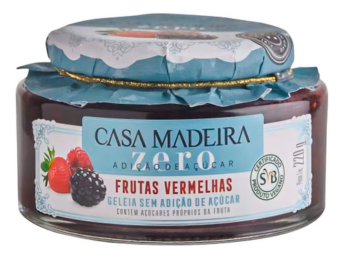 Geleia Zero Açúcar Casa Madeira Frutas Vermelhas 220g