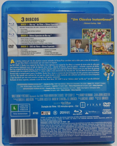 Blu-ray Duplo + Dvd Toy Story 3 Usado Ótimo Estado