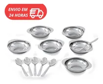 Comprar Conjunto Jogo De Tigelas Com Colheres Inox Para Sobremesa 