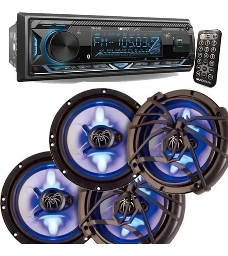 Autoestereo Soundstream Bluetooth + 4 Bocinas 6.5 Mp3