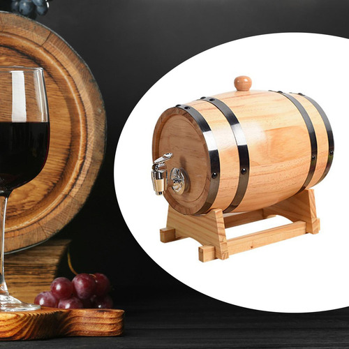 Barril De Madera Para Añejar Con Soporte 1l 18x12,7x15cm
