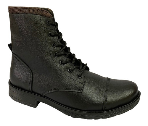 Bota Urbana 100% Piel Casual Negro Suela Cosida