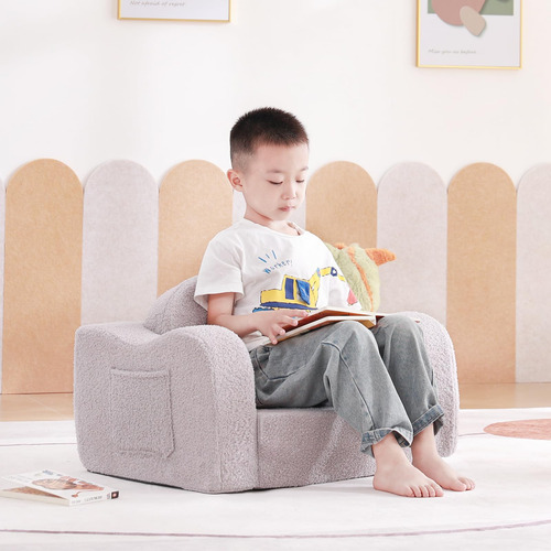 Sofá Infantil 2 En 1 Convertible Y Plegable Color Gris