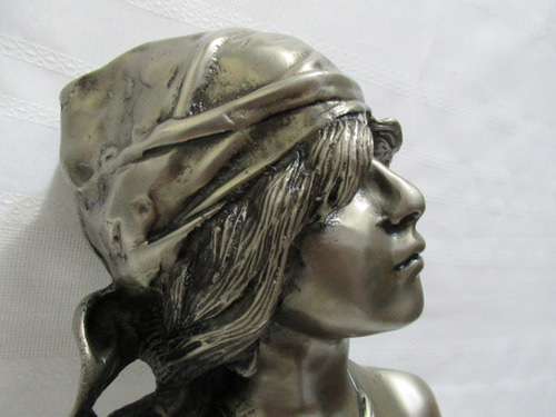 Antiguo Busto Bronce Figura Estatua Mujer Árabe Saida 28cm (Usado)
