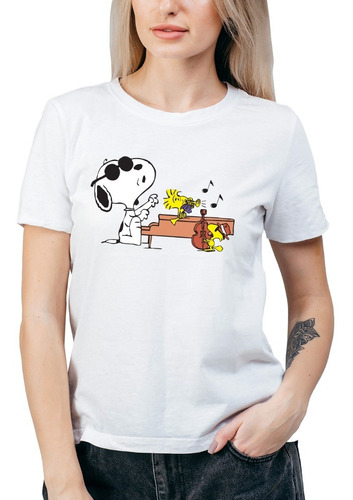 Polera Mujer Snoopy Woodstock Pianista Algodón Peanuts Cb15