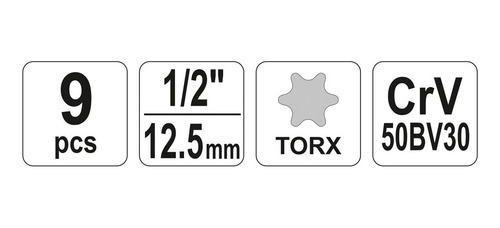 Juego Dados Hembra Torx 1/2 9pcs Yt-0521 - Yato Polonia