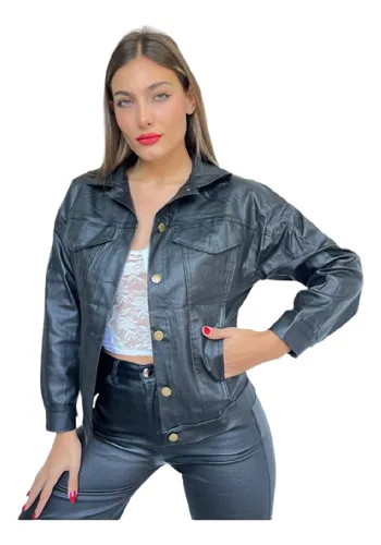 Campera Mujer Bengalina Engomada Cuero Dama Moda