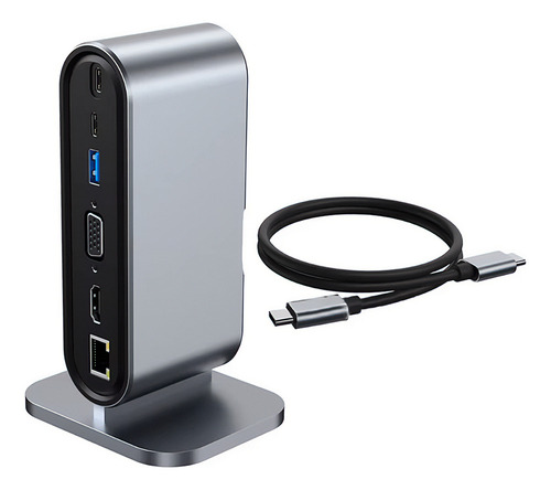 Dock Station Hdmi Usb-c Thunderbolt Hdmi 4k Rj45 100w - Dorn Cor Prateado