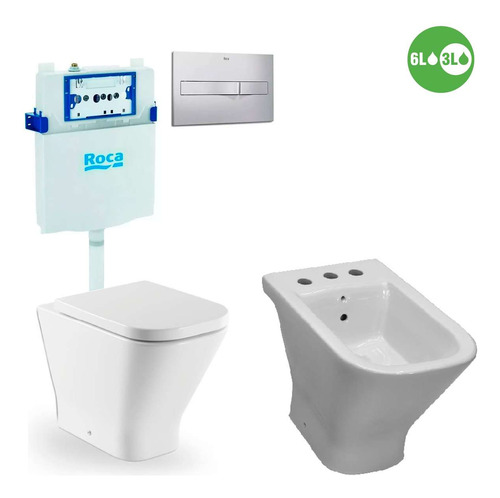 Combo Sanitarios Roca Gap Bidet Deposito Embutir Slendra