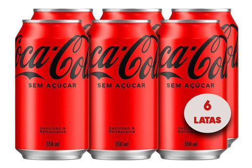 Refrigerante Coca Cola Sem Açucar Lata 350ml (6 Latas)