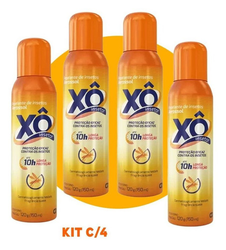 Kit 4 Repelentes Xô Inseto Squeeze 10h Longa Proteção 150ml