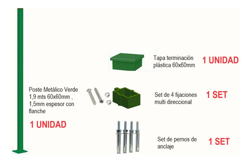 Pack 10 Reja Y Poste Tipo Acmafor 3d Verde 2.50x1.83m