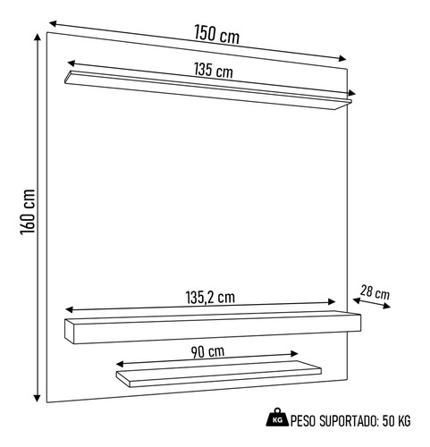 Painel Para Tv 60 Pol 150cm Lima B02 - Mpozenato Cor Ripado/Off White