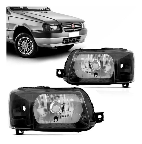 Imagem 1 de 4 de Par Farol Máscara Negra Uno Fiorino 2010 2009 08 07 06 05 04