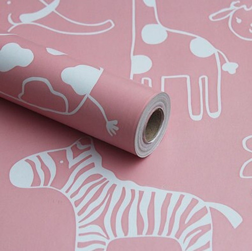 Papel Adhesivo Tapiz Pared Animales Selva Rosa Niña Infantil