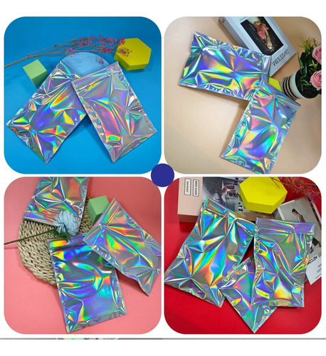 Bolsa Holográfica Multiusos,300 Bolsas Plastico Tornasol
