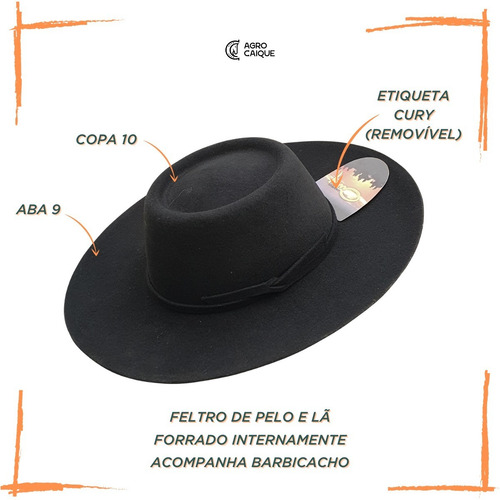Chapéu Gaúcho Cury (estilo Maidana) Pelo E Lã Aba 9