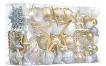 Comprar Set De 100 Adornos Bola De Navidad Esferas Color Oro Blanco