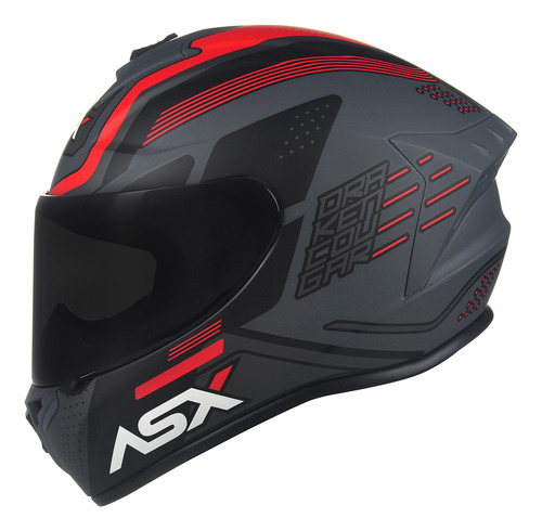 Capacete Masculino Fechado Asx Cougar Vermelho Esportivo