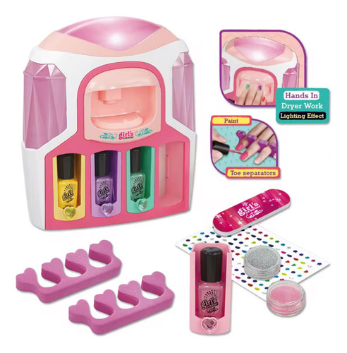 Kit Esmaltes Con Secador, Decora Y Diseña Uñas, Juguete Niña