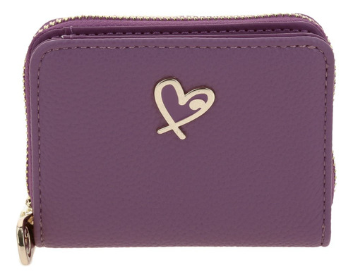 Cartera Billetera Chica Con Moneder Gorett Para Dama Tracy Color Violeta Oscuro Diseño De La Tela Liso