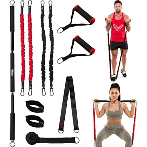 Resistance Band Bar For Fitness  Workout Bar For Exerci...