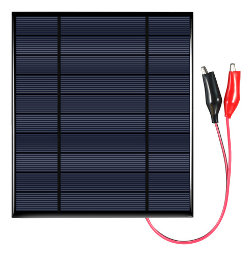 Panel Solar Policristalino.. 5w 5v Con Pinzas Cocodrilo Carg
