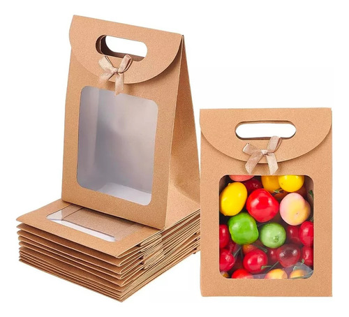 Bolsas De Embalaje De Papel Kraft Con Ventana Para Regalo, 2